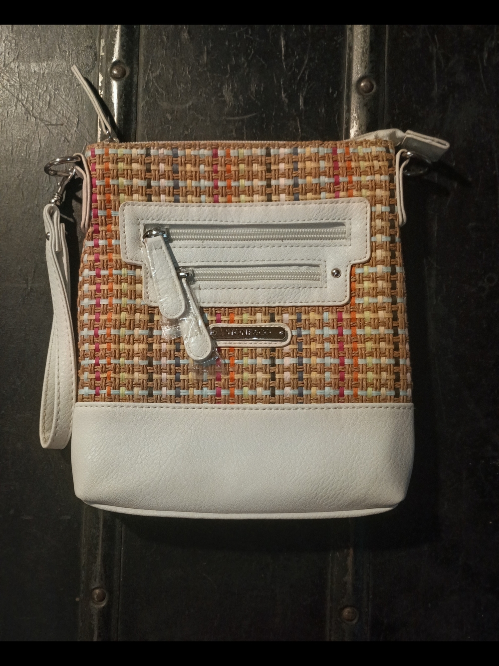 Stone Mountain Woven Straw Crossbody Bag Wristlet New